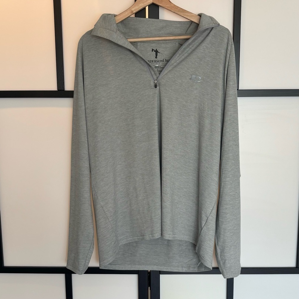 Anderson Ord Gray 1/4 Zip Long Sleeve Shirt. Letter "E". Size Large